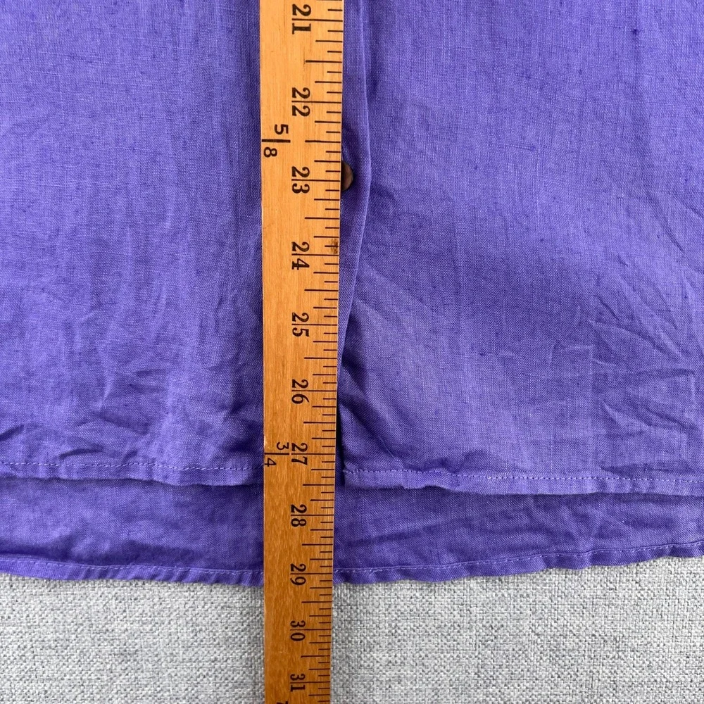 J.Jill Love Linen Essential Button Front Shirt Women XL Purple Minimal Coastal - Picture 7 of 11